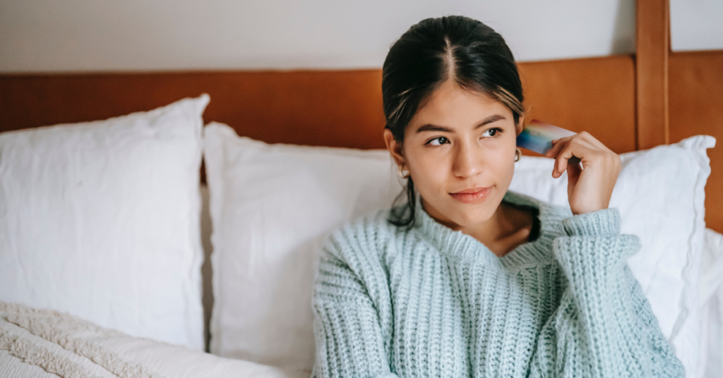 woman deciding what to purchase online