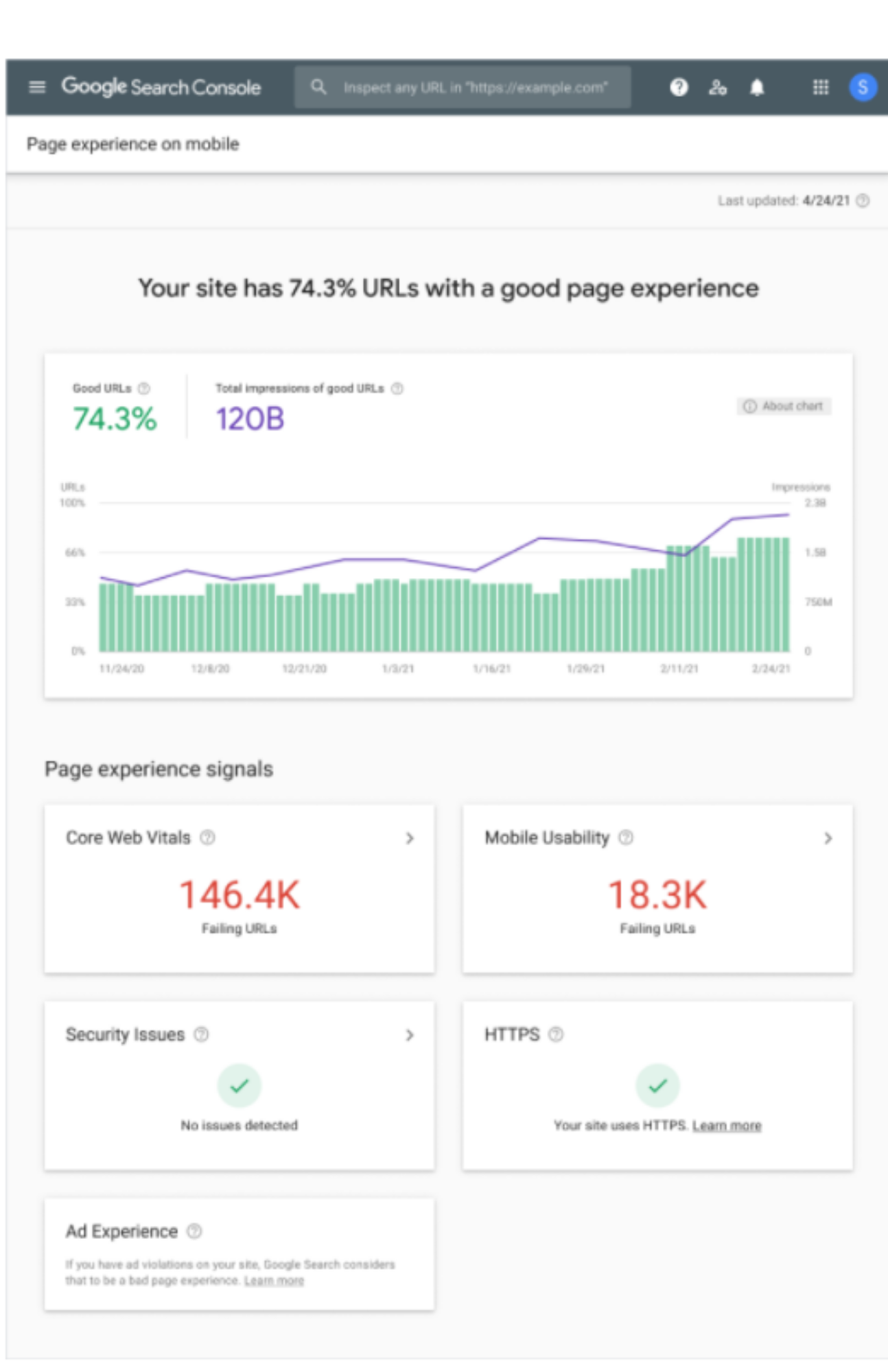 new page experience report from Google