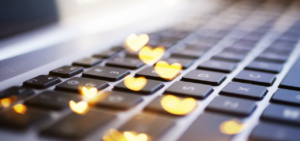 hearts glowing on a keyboard