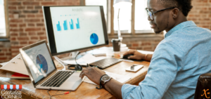 Marketer looking at Google Analytics 4 data