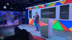 Udayan speaking at a UPS + Google Partnership event