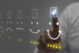 person selecting 5 stars as a brand review