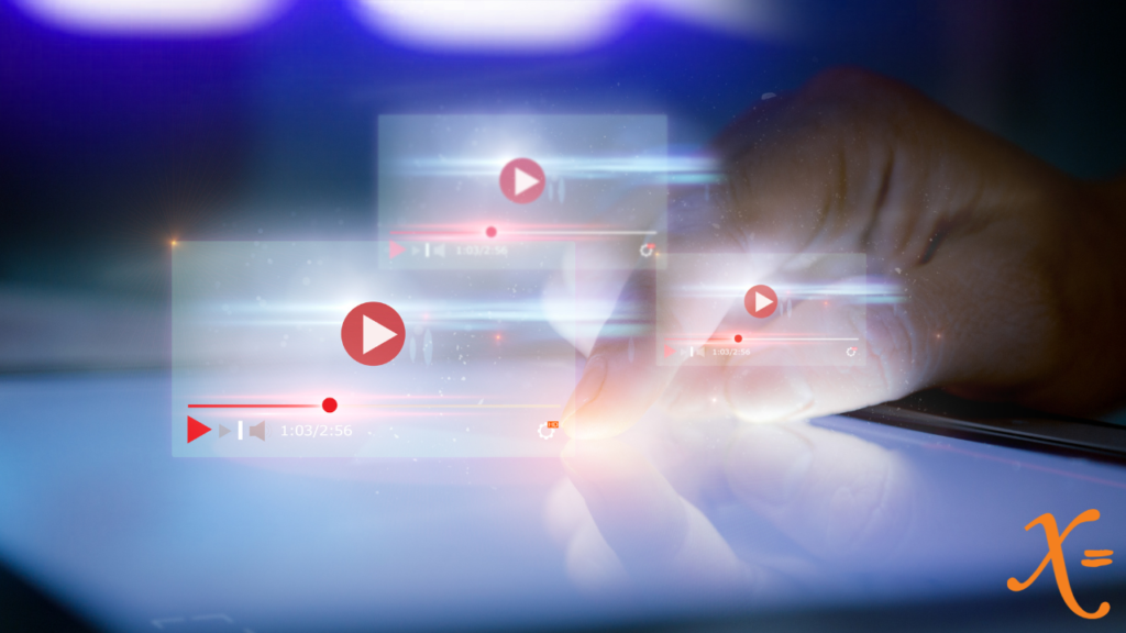 Holographic video content hovering over a blank screen